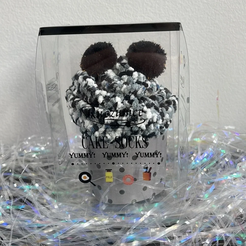 Confetti Cupcake Socks with Pom Poms in Box